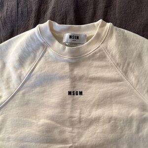 MSGM Cream Sweatshirt with Black Logo